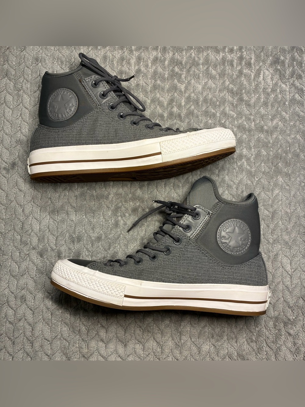 Converse High Top Sneakers in Charcoal Gray and White